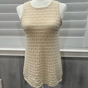 Old Navy Cream Open Knit Tank Top Sleeveless Cotton Boho Summer Beach Women S